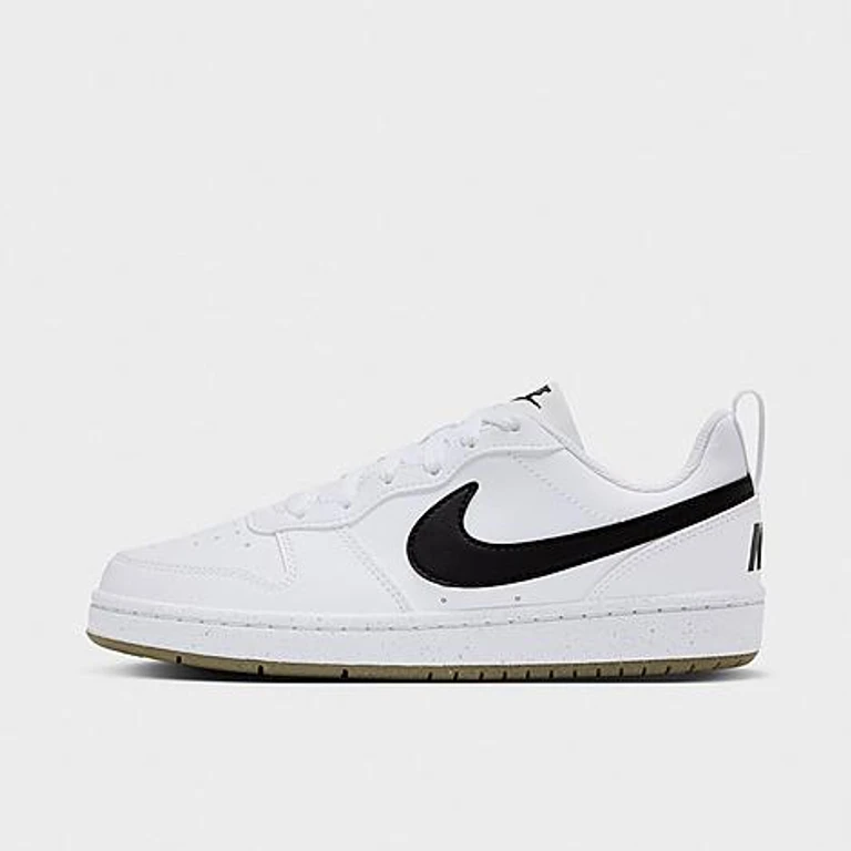 Nike Big Kids Court Borough Low Recraft Casual Shoes in White/Gum Light Brown/Black Size: 3.5