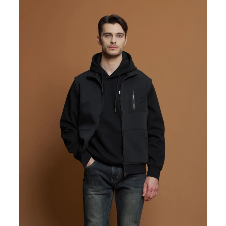 Black Logo High-Neck Vest