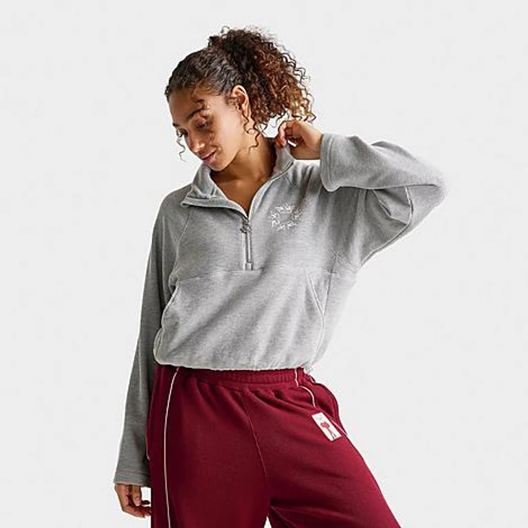 Women's Boys Lie Mon Cheri A1 Crop Quarter-Zip Jacket in Heather Grey Size: XS/Small