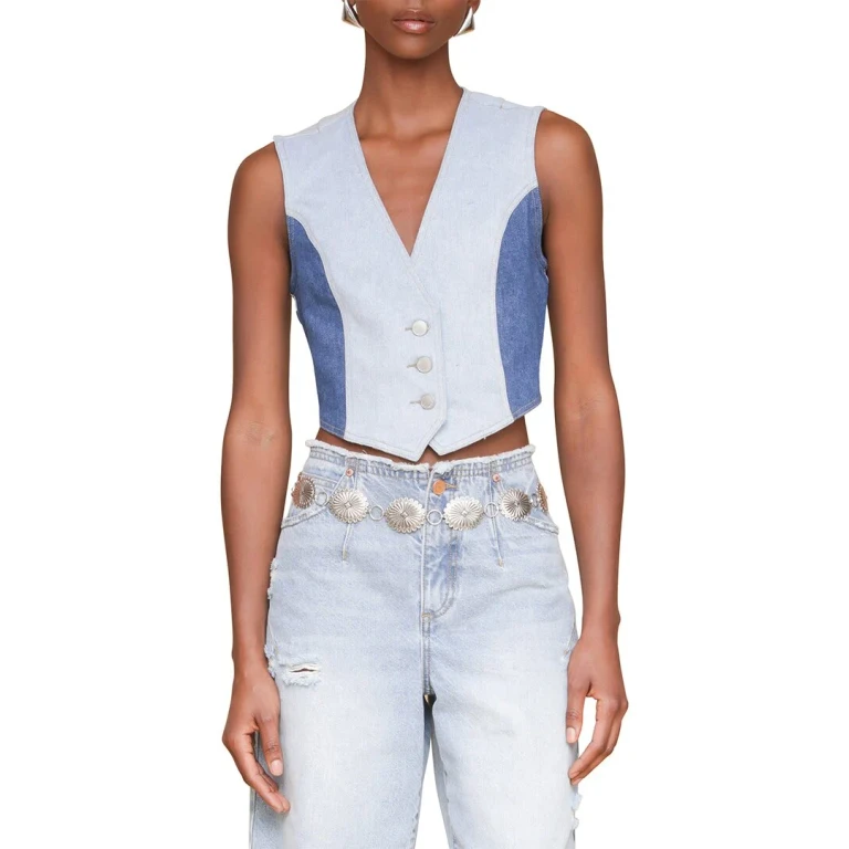 Colorblocked Cropped Vest