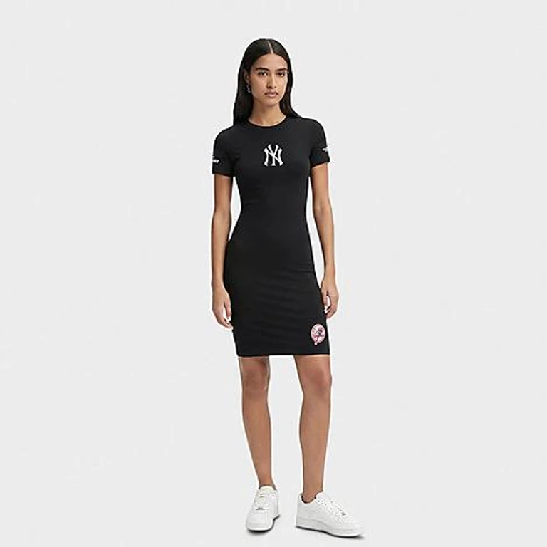 Pro Standard Women's New York Yankees MLB Classic Chenille Bodycon Dress in Black Size: Small