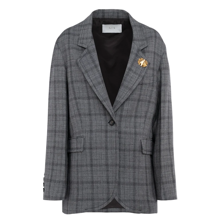 Single-breasted Blazer Tela in wool with golden brooch