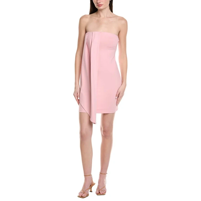 Asymmetrical Pleat Tube Mini Dress