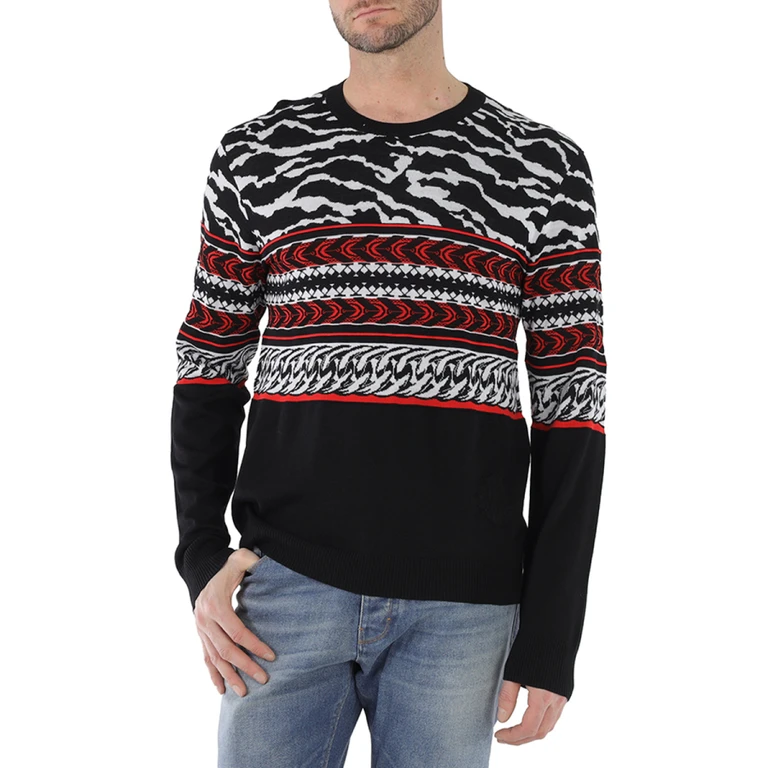 Mens Intarsia Wool-blend Sweater