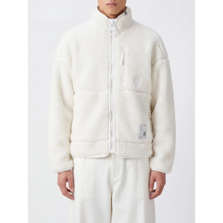 Fleece Jacket with High Neck and Embroidered Logo (J17BL751WHITE)