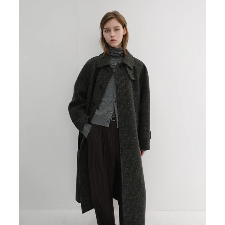 UNISEX RELAXED BALMACAAN COAT BROWN TWEED