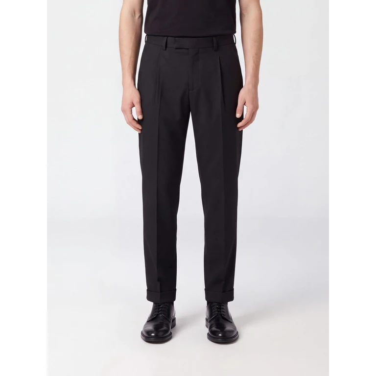Pleated Slim Fit Tailored Trousers in Virgin Wool (CORFZAZ40FWDMA370190)