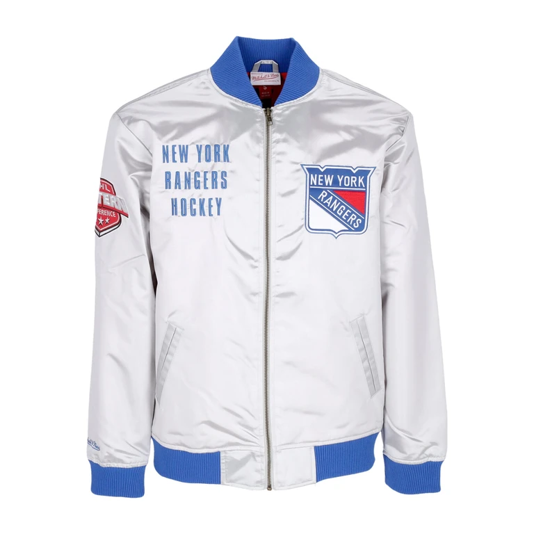Bomber Jacket Men's NHL Team Og 2.0 Lightweight Satin Jacket Vintage Logo Neyran Silver