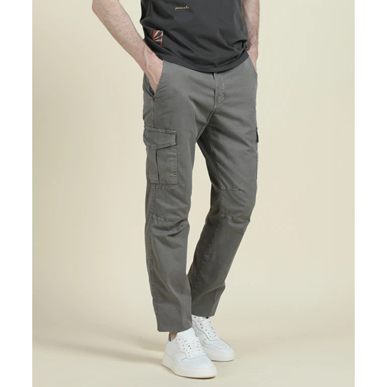Gray Regular Slim Fit Cotton Cargo Pants