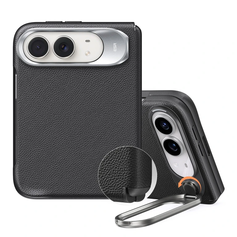 iPhone Duo Atelier Silicone Leather Magnetic Case with Flex Stand - Black - Black