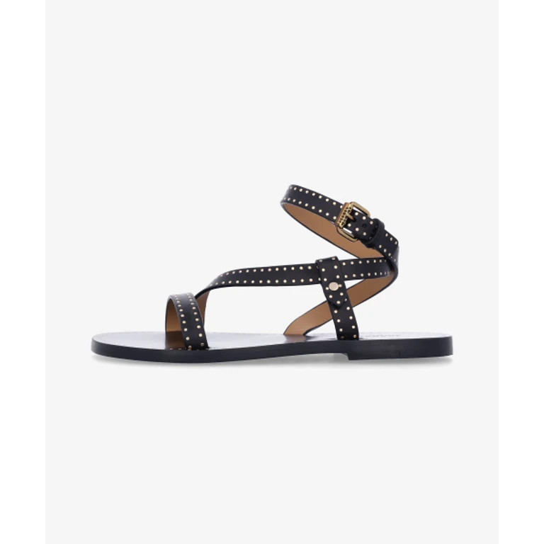 Zofi Leather Flat Sandals - Black / SD0228FAC1B05S01BK