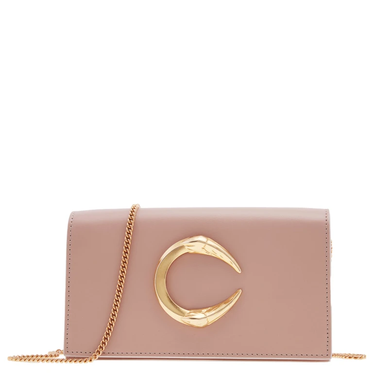 Powder Pink Leather Shoulder Bag