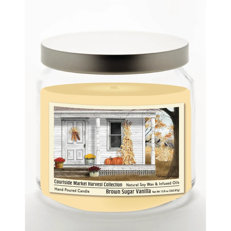 Autumn Porch 12.8 Oz Candle Glass Jar with Brushed Silver Metal Lid
