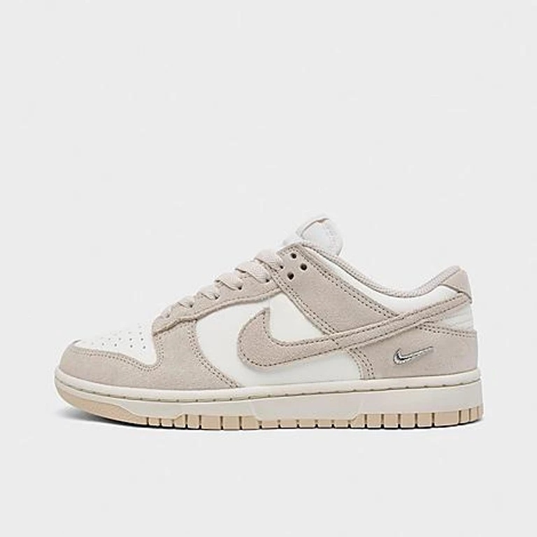 Nike Women's Dunk Low Mini Swoosh Casual Shoes in pearl white/pearl wh Size: 5.0