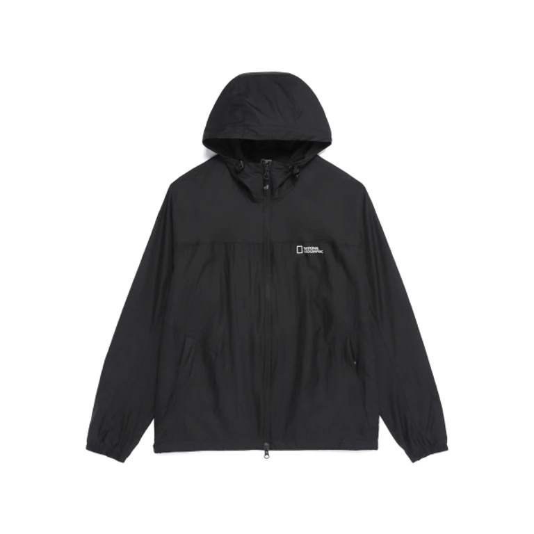 N262UJP911 Light Pack Hooded Full Zip Windbreaker BLACK