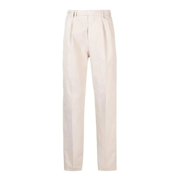 Cream Pleated Tailored Trousers
