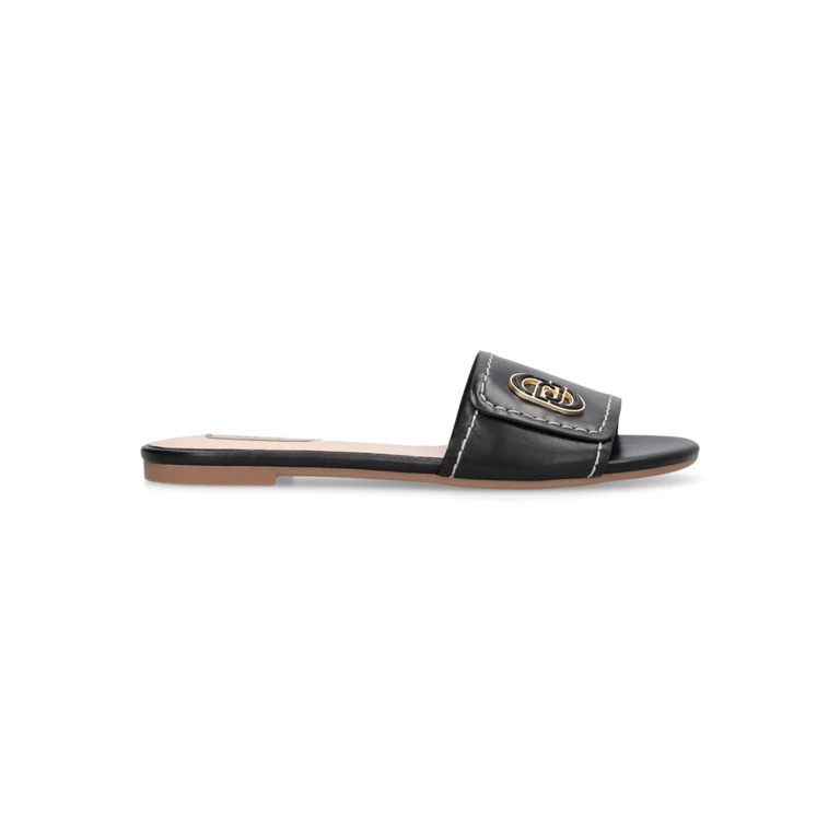 Liu Jo Women's Sandy 03 Leather slippers with Elegant Black Logo sa6127P010222222