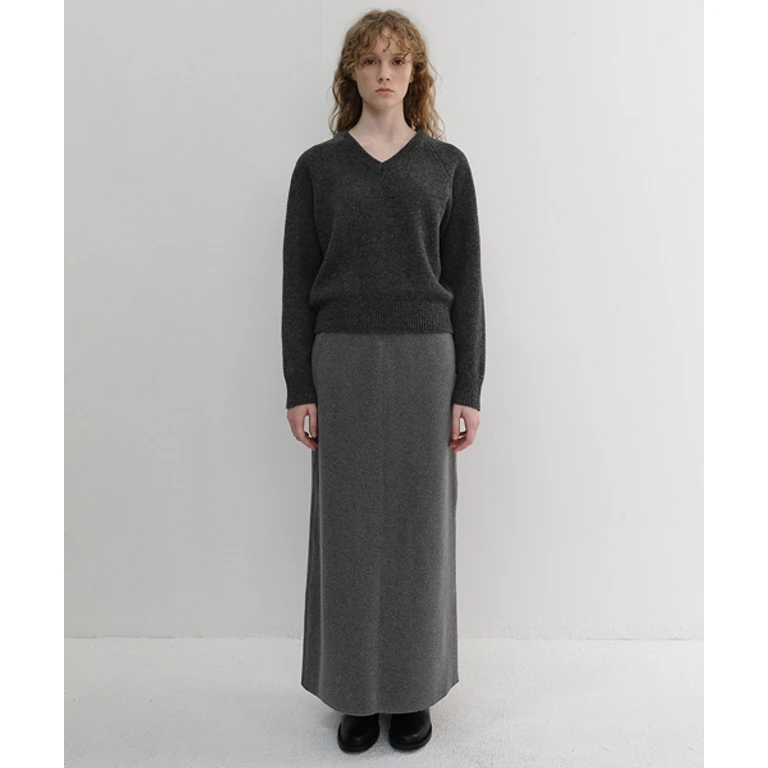 FLEECE MAXI SKIRT CHARCOAL GREY