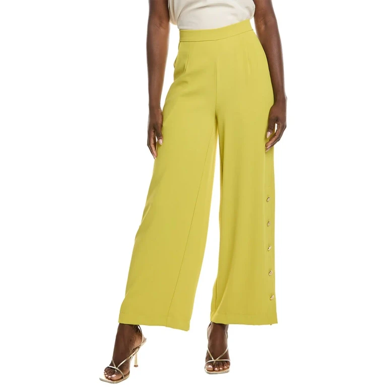 Wide Leg Half Button Open Casual Pant