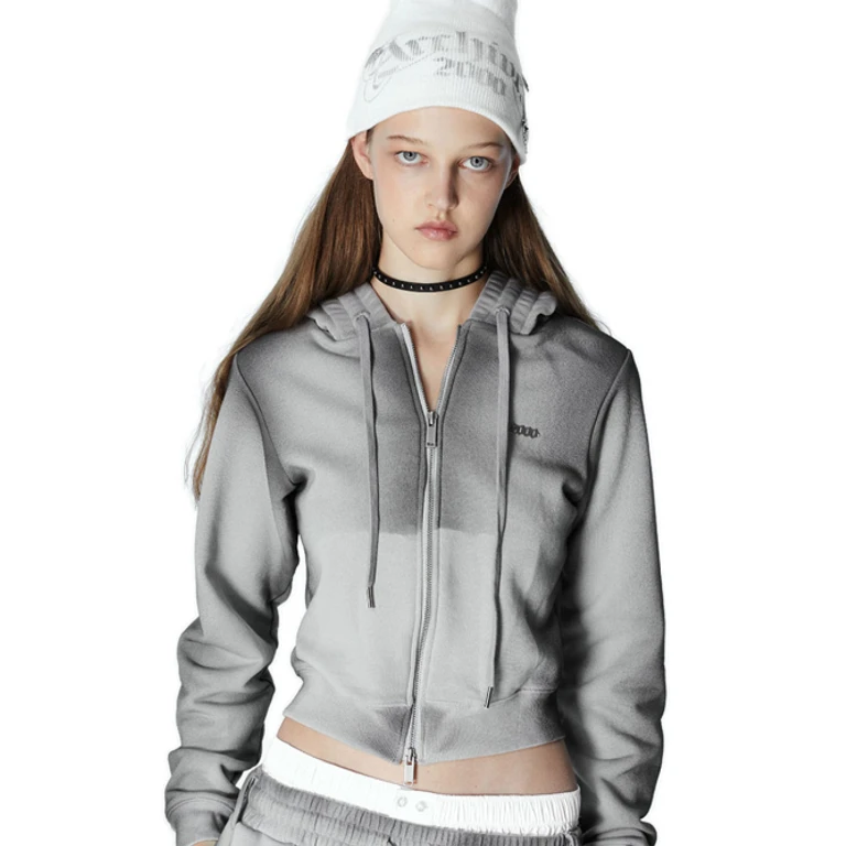 MOSS WASHED HOODIE ZIP UP (STONE GREY)