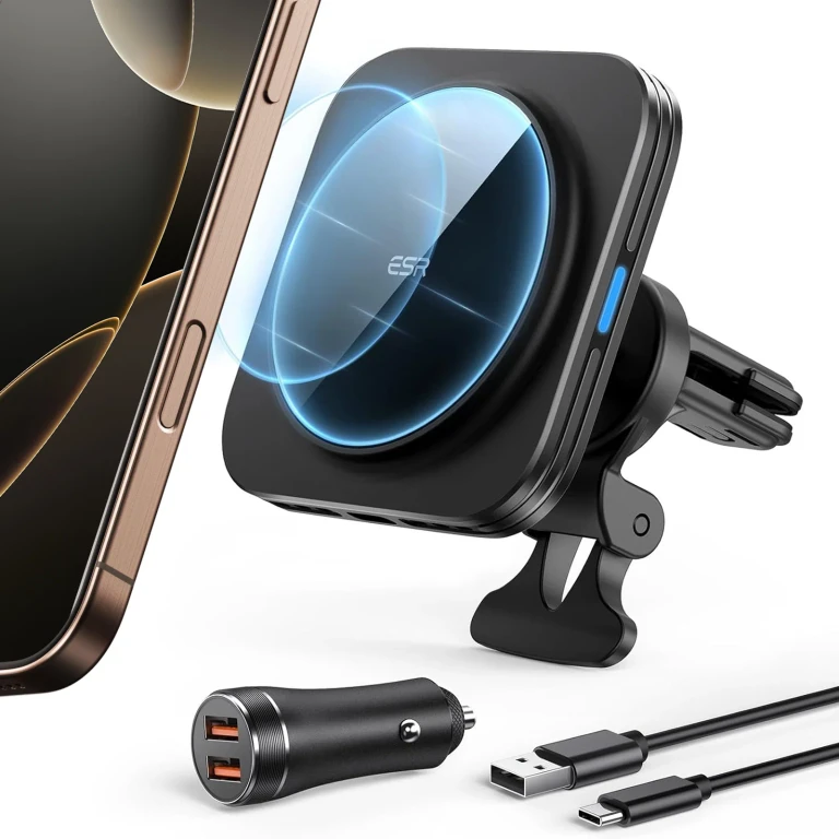Magnetic Wireless Car Charger and 25W CryoBoost Foldable 3-in-1 Charger Bundle - US Plug–Black - Black