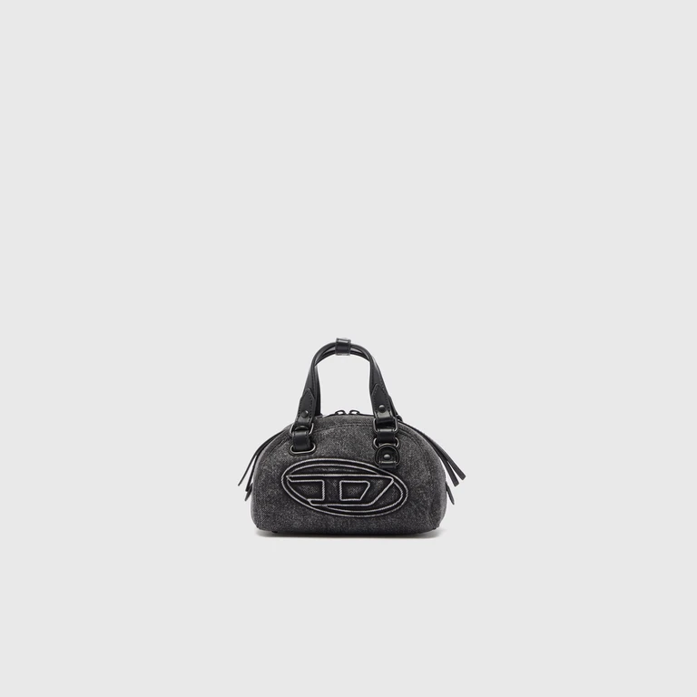 1DR Dome- Small bowling bag in washed denim - Crossbody Bags - Unisex - Black