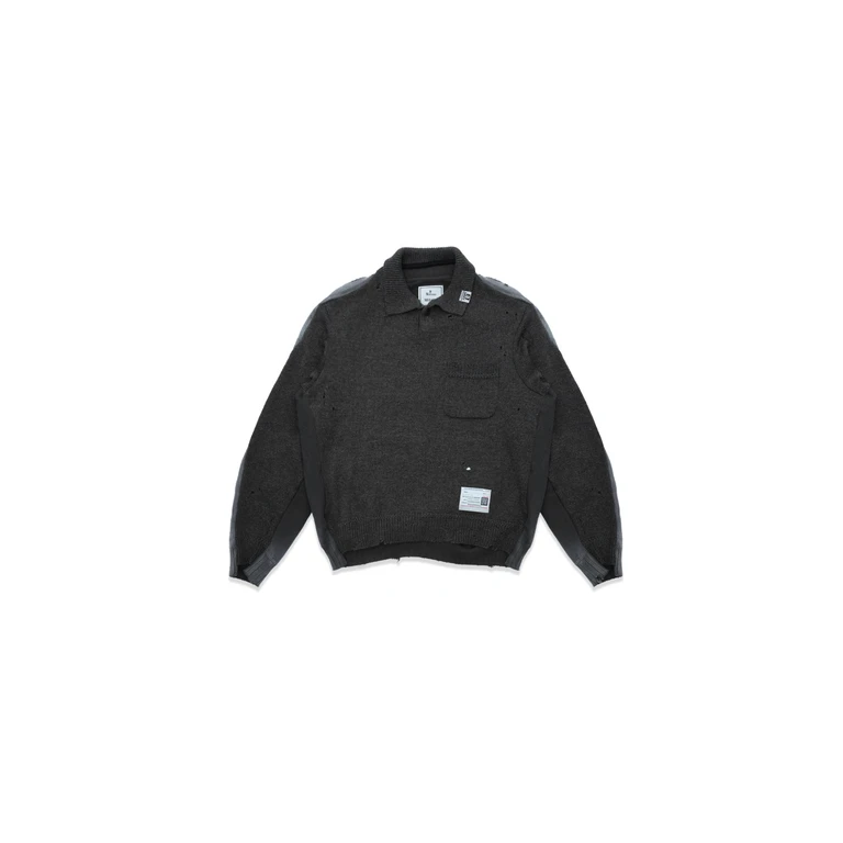 sweat pullover combined knit pullover