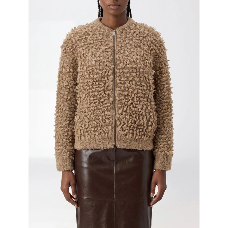 Blouson bomber en maille Peserico alpaga bouclé