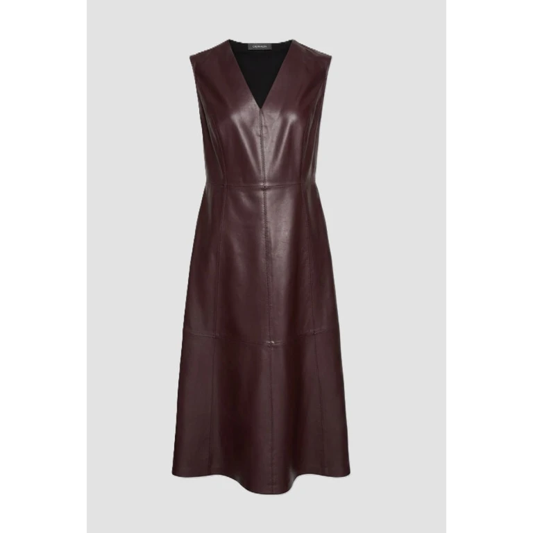 leather dress with v woman monster neck