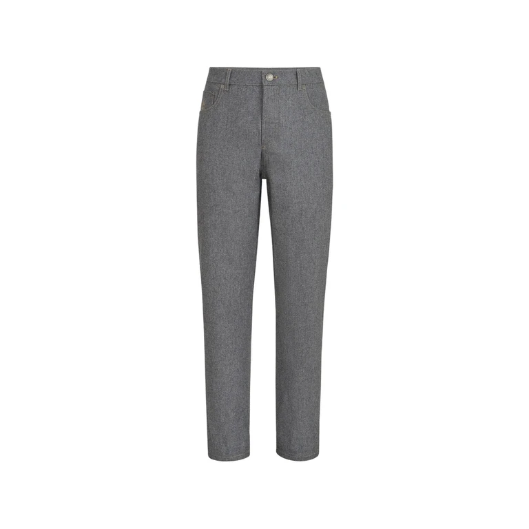 Virgin Wool Flannel Five-pocket Trousers