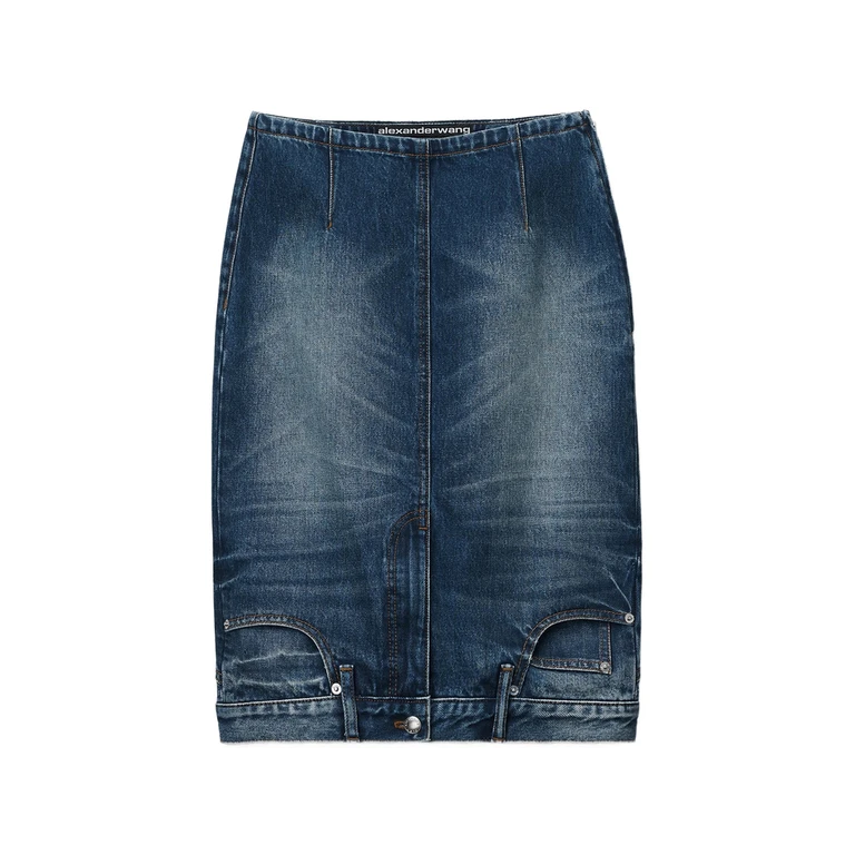 Upside Down Denim Pencil Skirt