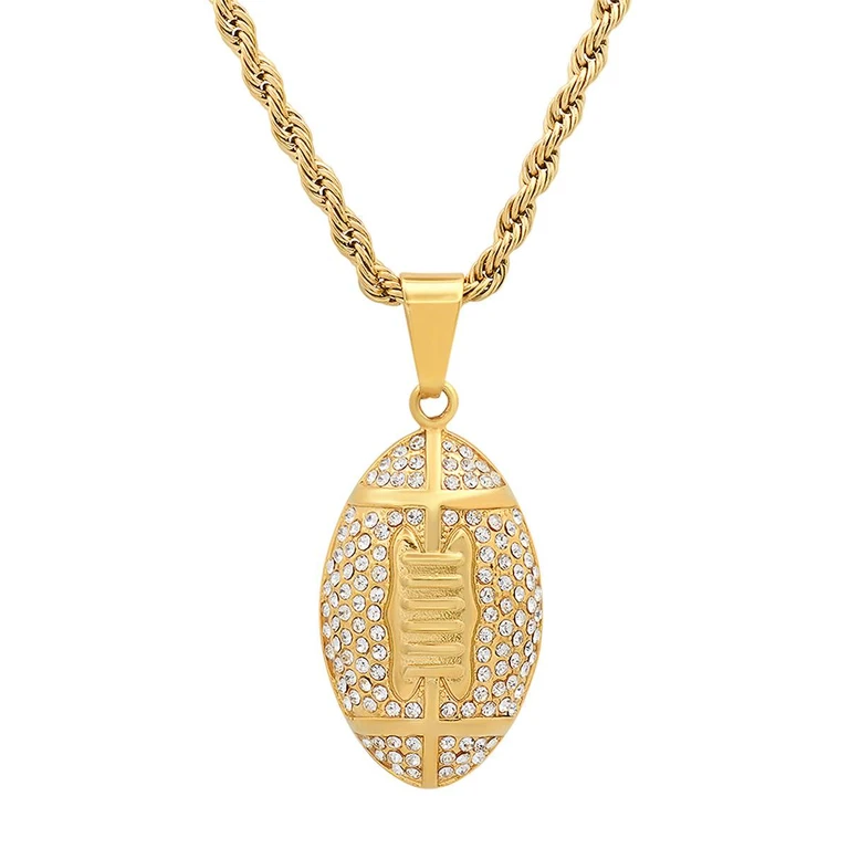Steeltime 18k Gold Plated Football Necklace