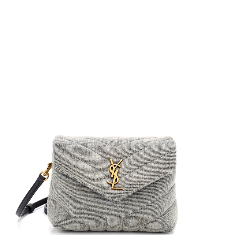Loulou Shoulder Bag Matelasse Chevron Denim Toy
