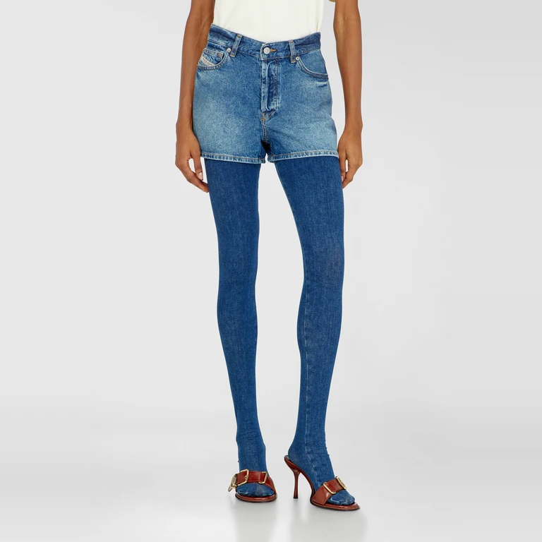 Shorts in worn-in denim - Shorts - Woman - Blue