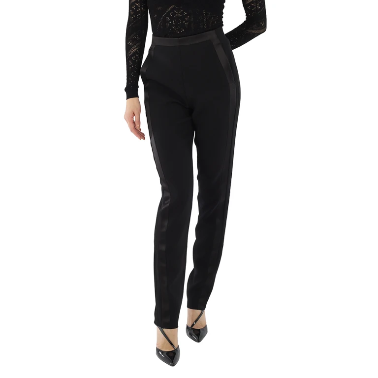 Ladies Black Stretch Wool Crepe Trousers