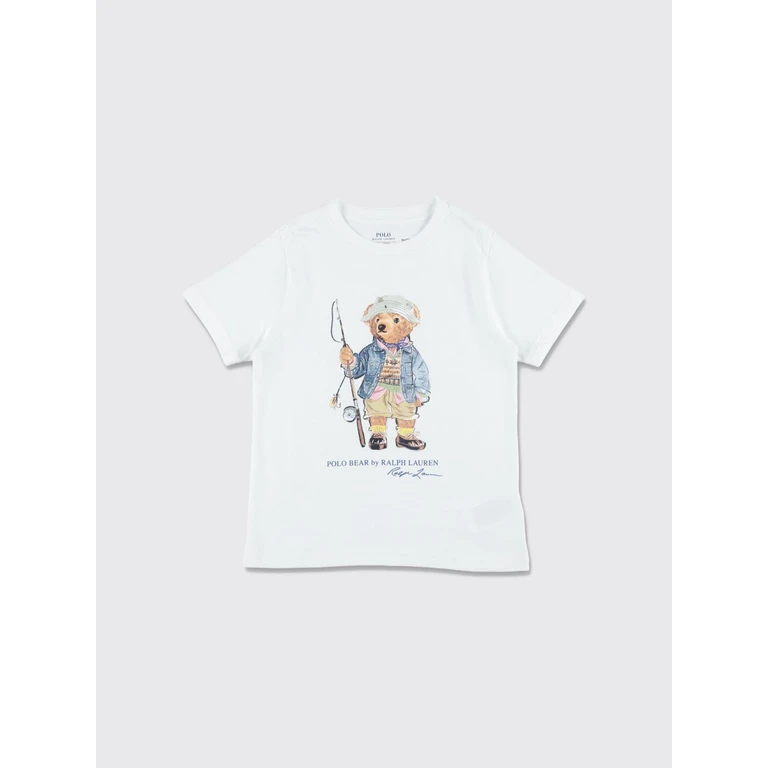 Boy's Crewneck Cotton T-Shirt with Teddy Bear Print (322B18890002)