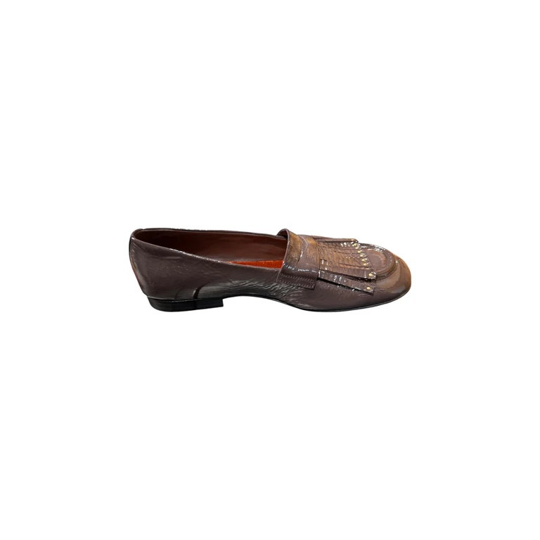 Mocassini Donna in Pelle Moro con Dettagli in Metallo