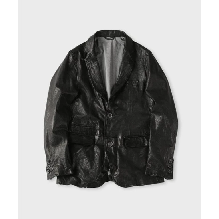 Black Vintage Lambskin Leather Blazer
