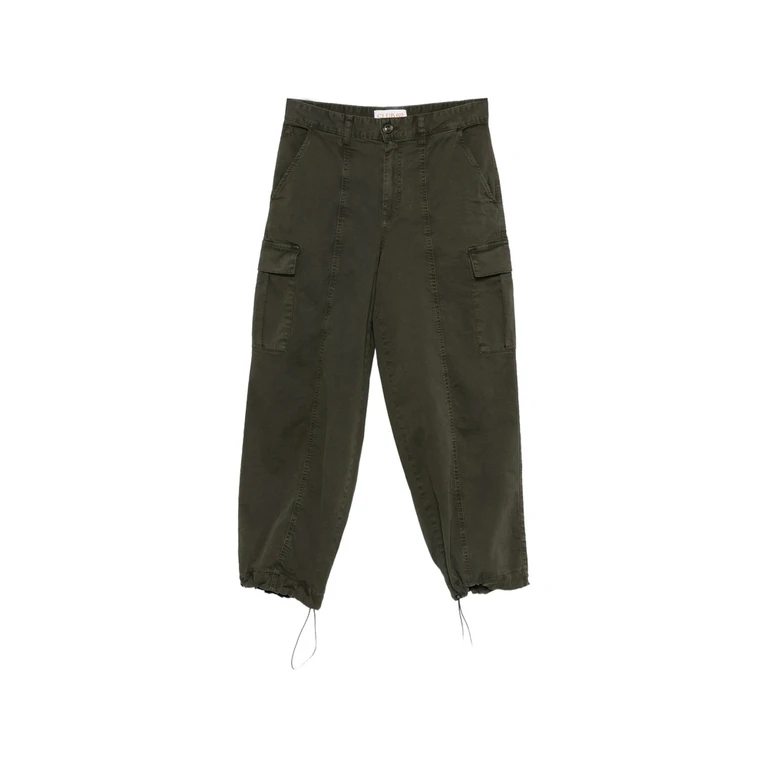 Gabardine Wide-leg Cargo Pants
