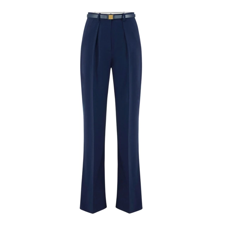 Women's trousers Elisabetta Franchi - trousers with belt - blue