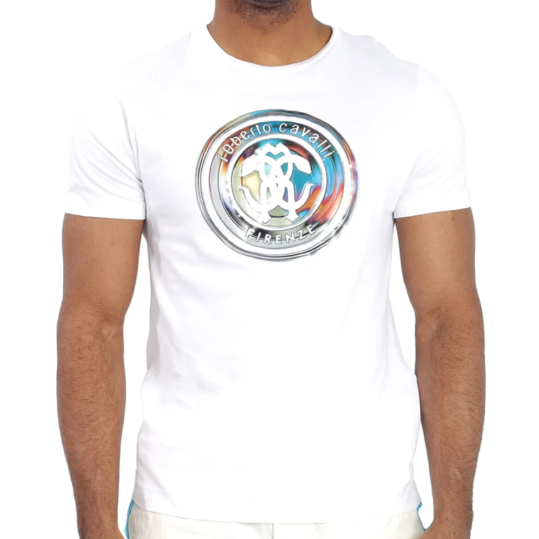 White Reflect Logo Print Cotton T-shirt