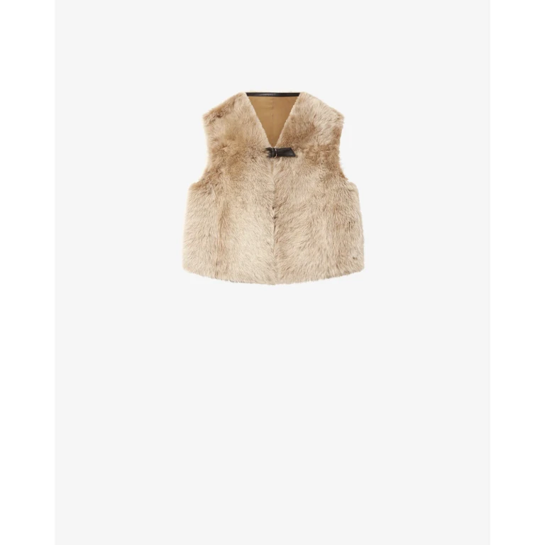 Gilet Riza En Peau Lainée - Femme - Écru - Taille T1 - Isabel Marant