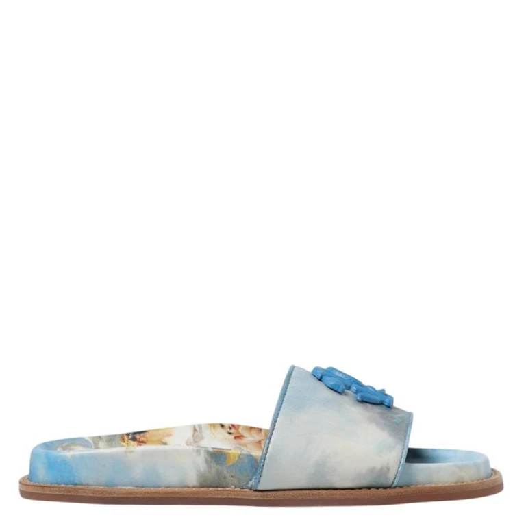 Mirror Snake Leather Slides