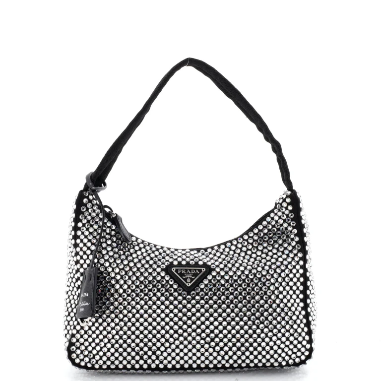 Re-Edition 2000 Hobo Crystal Embellished Satin Mini