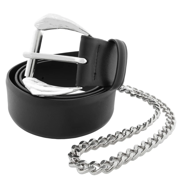 Leather Belt With Chain-Link Attachment