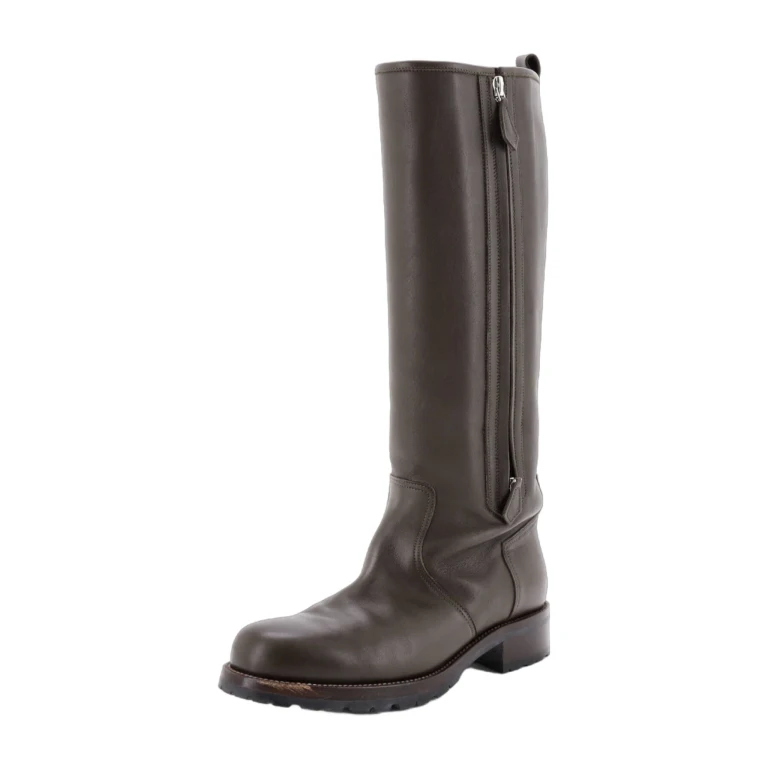 Women's Knee High Zip Riding Boots Leather