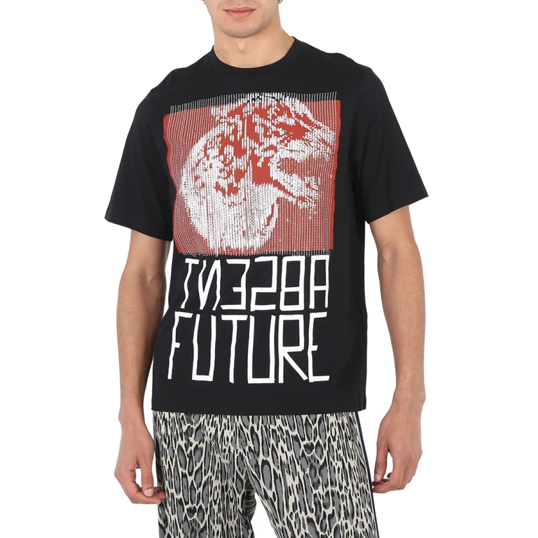 Mens Regular Fit Black Cotton Graphic T-Shirt