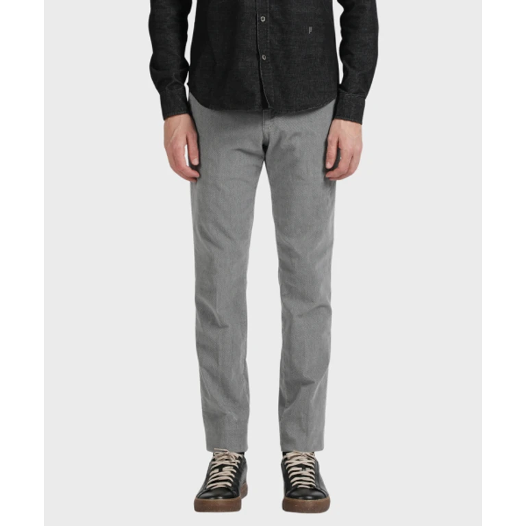 Gray Slim-Fit Cotton Twill Pants
