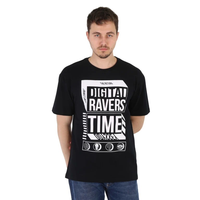 Digital Ravers Print Cotton T-Shirt