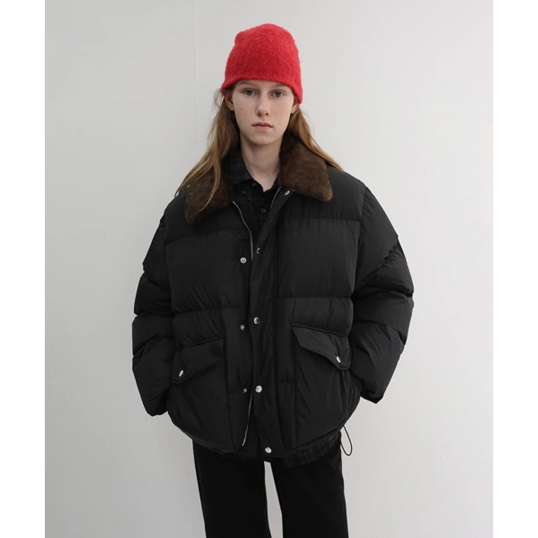 UNISEX COLLARED GOOSE DOWN JACKET BLACK